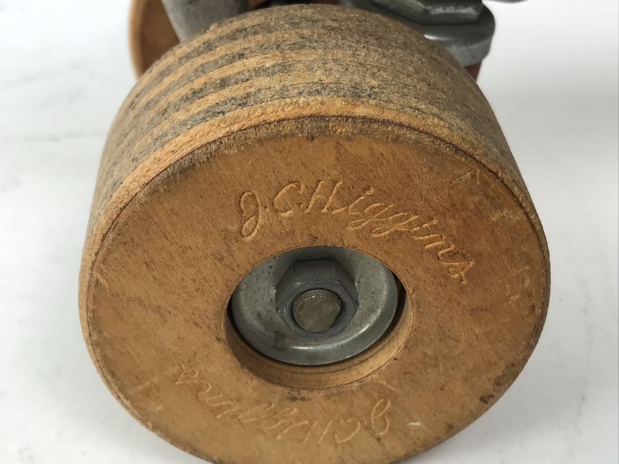 Vintage J.C. Higgins Metal Roller Skate With Wooden Wheels Incredible Ball Bearings [Photo 4]