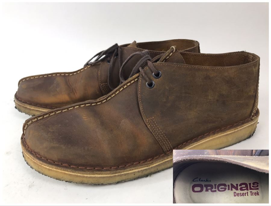 Men's Size 12 Leather Clarks Originals Desert Trek Shoes Boots [Photo 1]