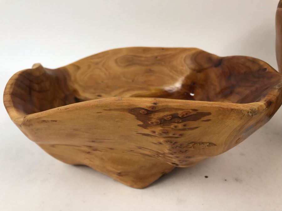 Pair Of Solid Wooden Root Bowls [Photo 8]