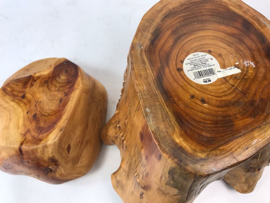 Pair Of Solid Wooden Root Bowls [Photo 9]