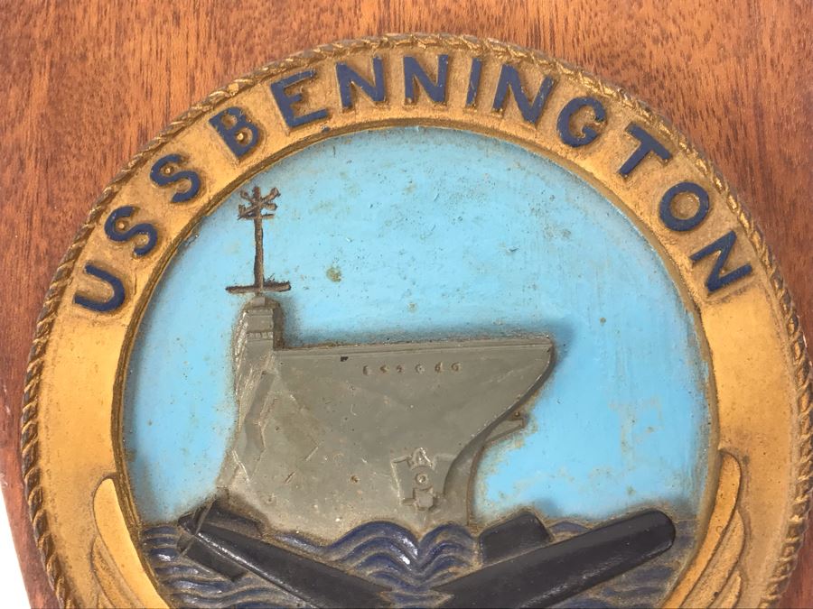 Vintage Handmade US Navy USS Bennington Wall Plaque [Photo 4]