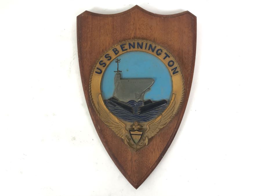 Vintage Handmade US Navy USS Bennington Wall Plaque