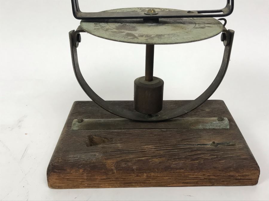 Vintage Nautical Compass Parts Sculpture On Wooden Base [Photo 4]
