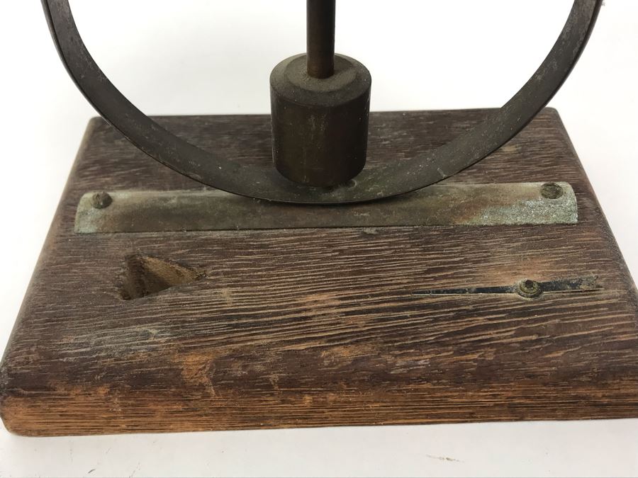 Vintage Nautical Compass Parts Sculpture On Wooden Base [Photo 5]