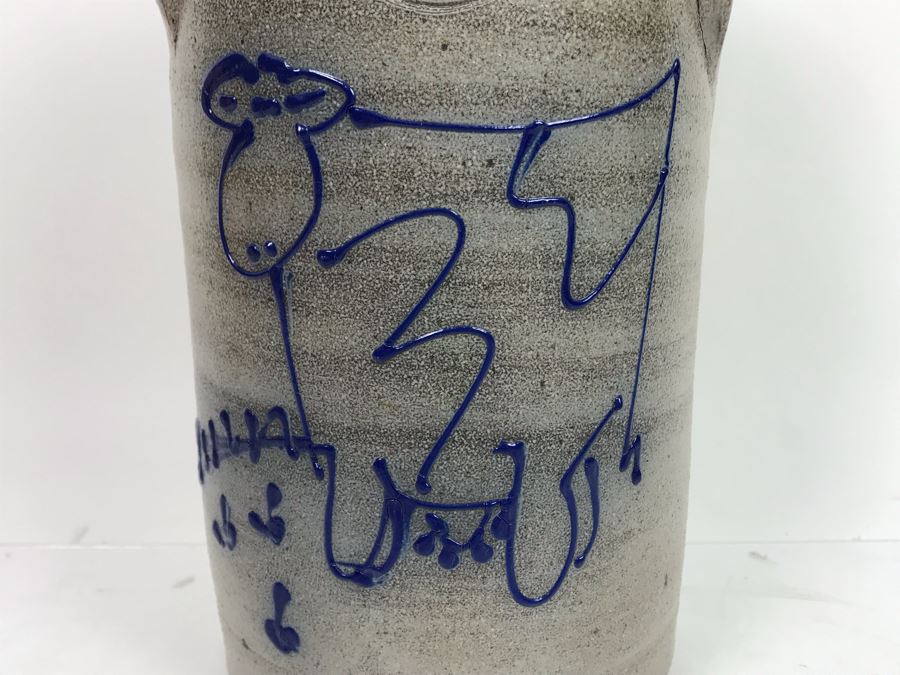 Crock Pot With Cow Design By Salmon Falls Stoneware Dover, N.H. 11.5'H [Photo 3]