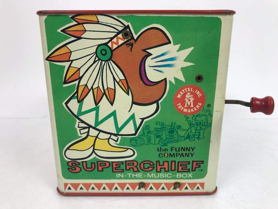 Vintage 1963 Mattel Superchief In-The-Music-Box Jack-In-The-Box Toy The Funny Company [Photo 5]