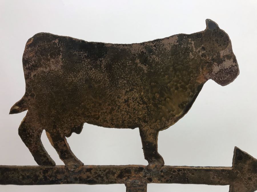 Metal Cow With Pointing Arrow Weather Vane Sculpture On Metal Base 18'W X 17'H [Photo 2]