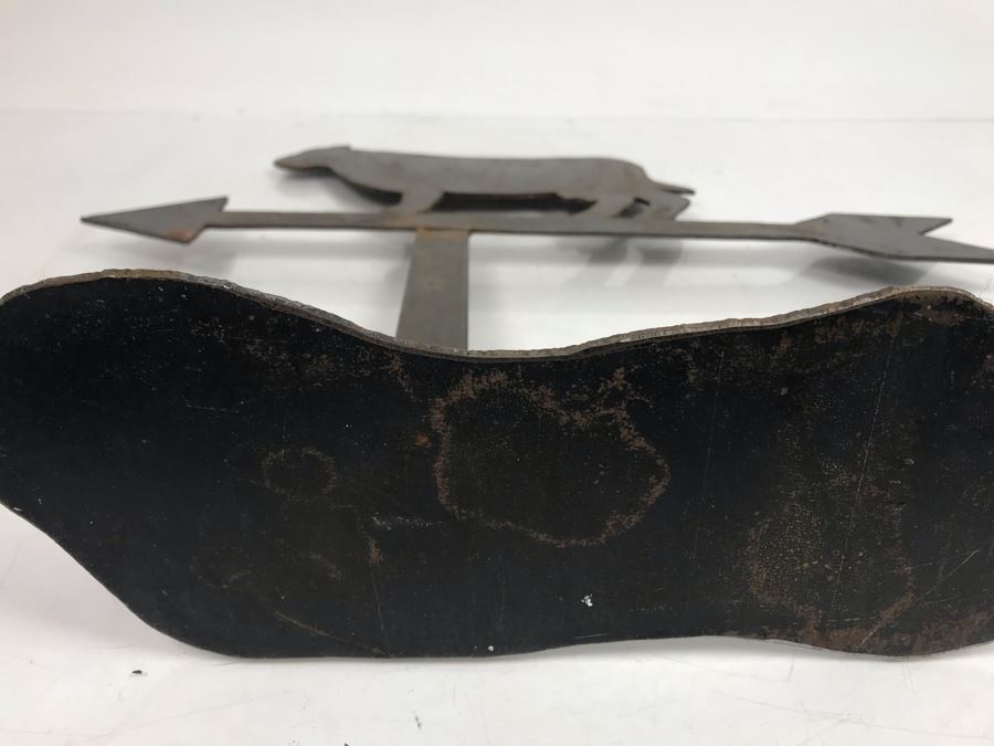 Metal Cow With Pointing Arrow Weather Vane Sculpture On Metal Base 18'W X 17'H [Photo 8]