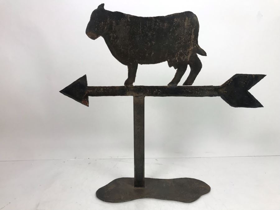 Metal Cow With Pointing Arrow Weather Vane Sculpture On Metal Base 18'W X 17'H [Photo 7]