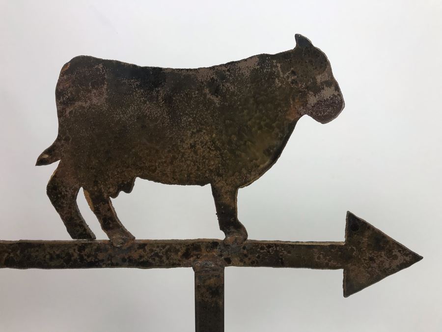 Metal Cow With Pointing Arrow Weather Vane Sculpture On Metal Base 18'W X 17'H [Photo 3]