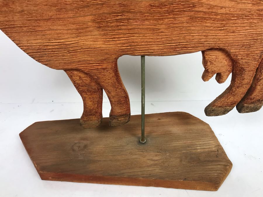 Carved Wooden Bull Sculpture With Stand 13'H X 18'W [Photo 5]