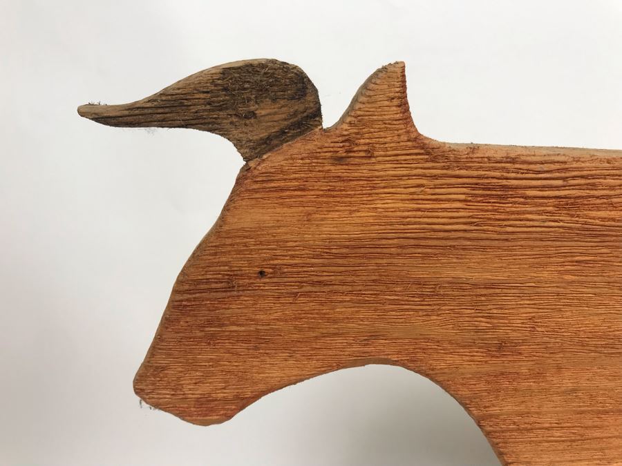 Carved Wooden Bull Sculpture With Stand 13'H X 18'W [Photo 3]