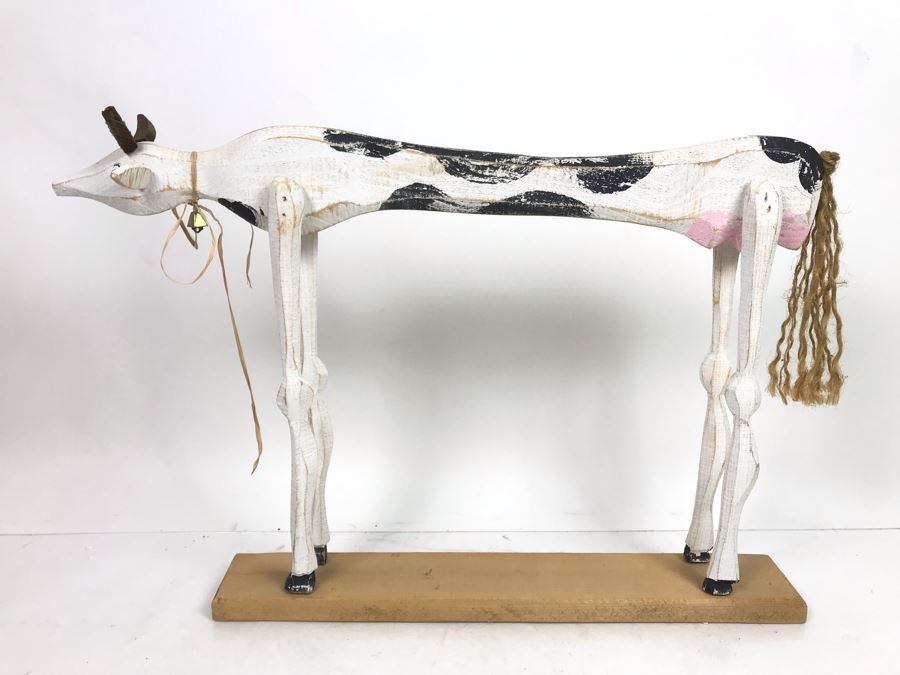 Wooden Cow Figurine 23'W X 14'H
