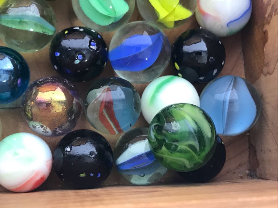 Cedar Box Filled With Old Glass Marbles [Photo 5]