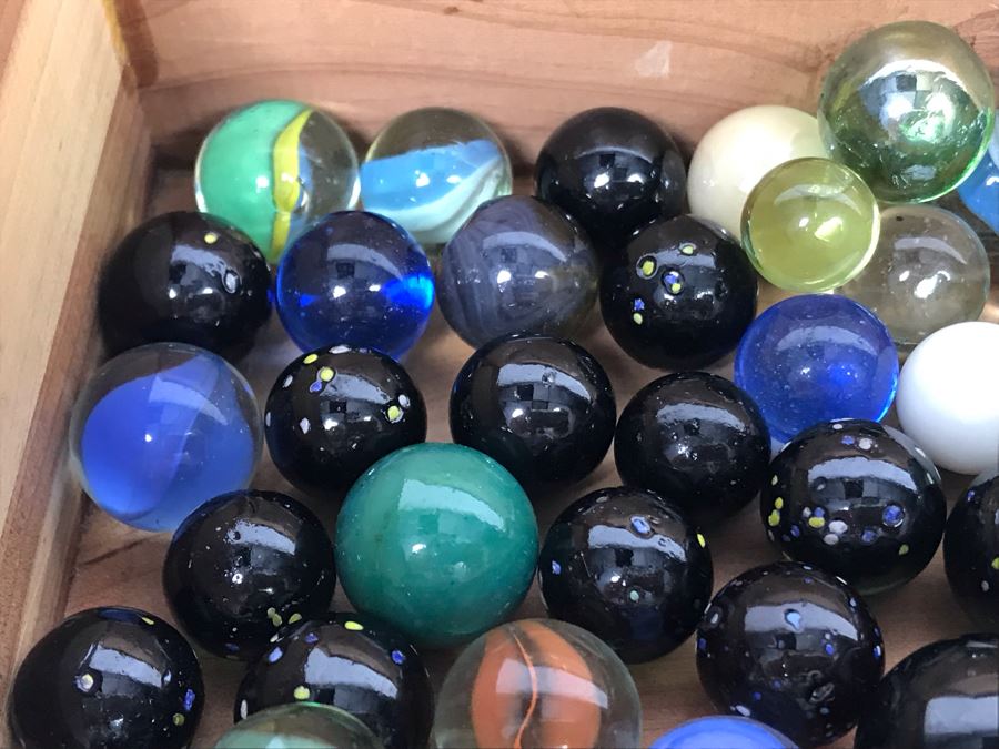 Cedar Box Filled With Old Glass Marbles [Photo 12]