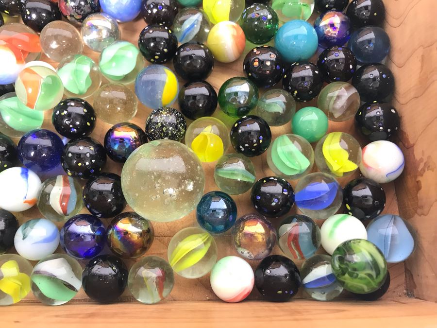 Cedar Box Filled With Old Glass Marbles [Photo 4]