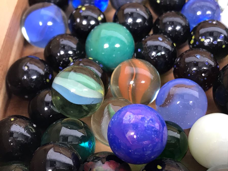 Cedar Box Filled With Old Glass Marbles [Photo 13]