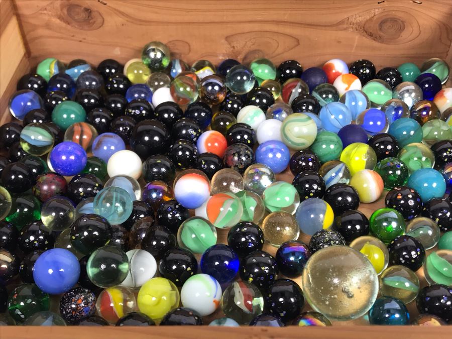 Cedar Box Filled With Old Glass Marbles [Photo 19]