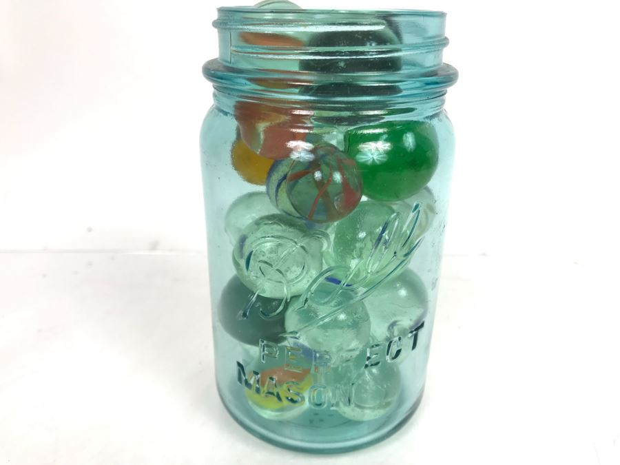 Mason Jar Filled With Old Glass Marbles [Photo 3]