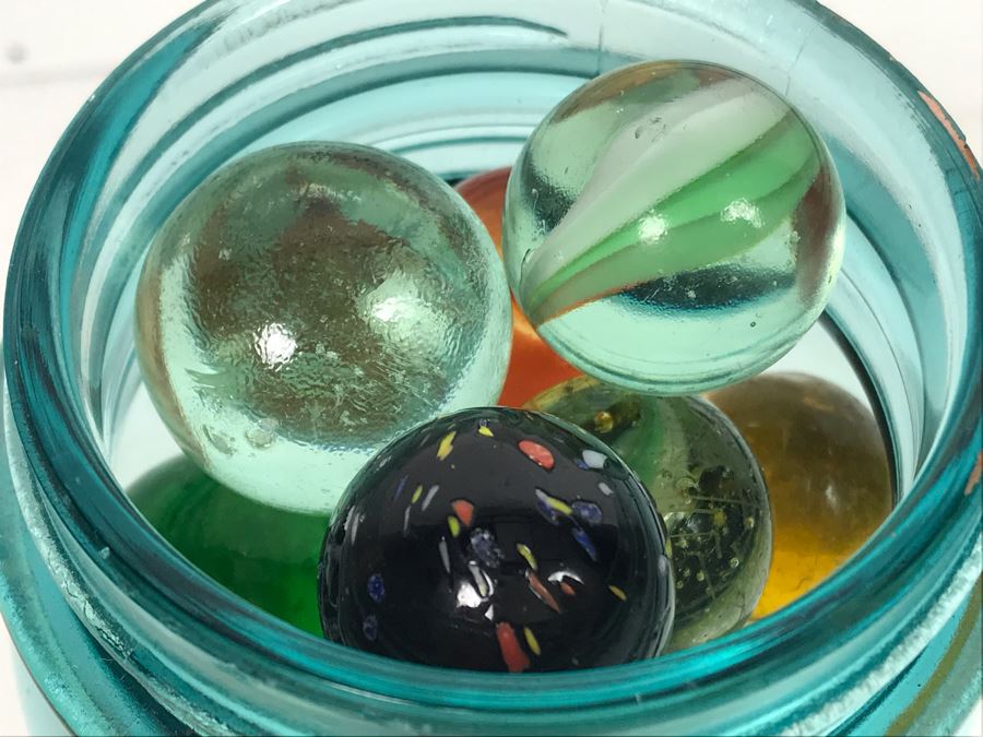 Mason Jar Filled With Old Glass Marbles [Photo 12]