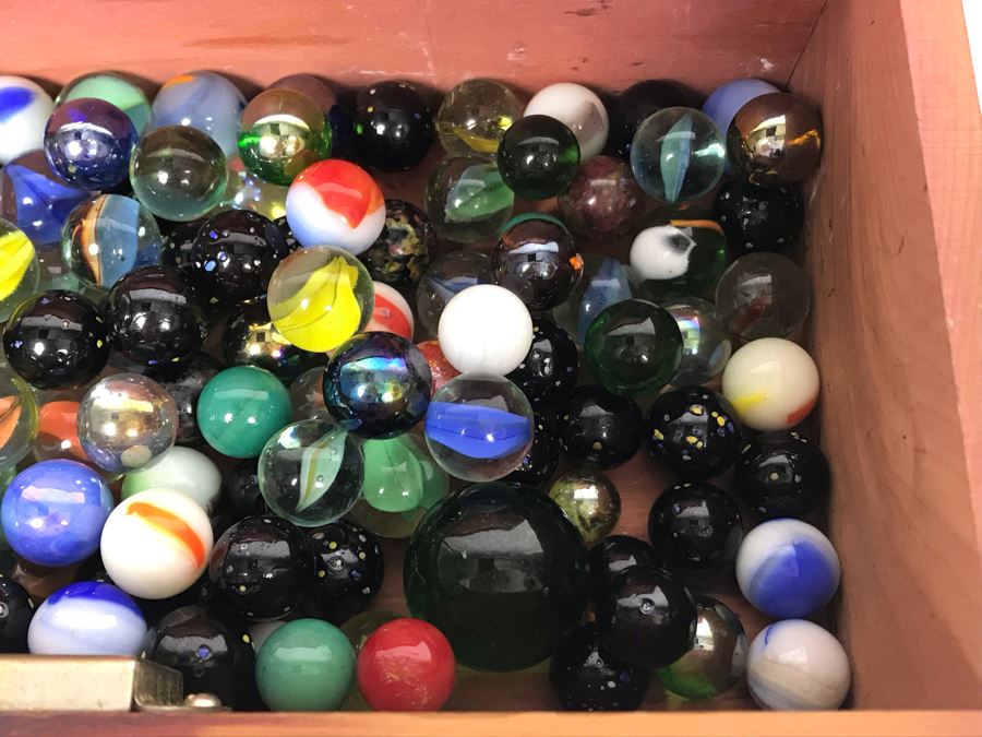 Miniature Lane Cedar Chest Box Filled With Vintage Glass Marbles [Photo 5]