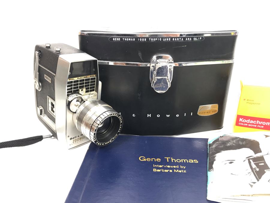 Vintage Bell & Howell Director Series 8MM Magazine Movie Camera With Box Model 424-424P And Gene Thomas Inverview Book From The Community History Project Of Santa Ana