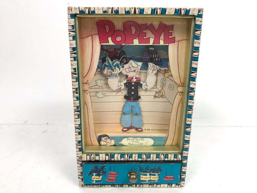 Vintage 1980 Dancing Popeye The Sailor Music Box Working