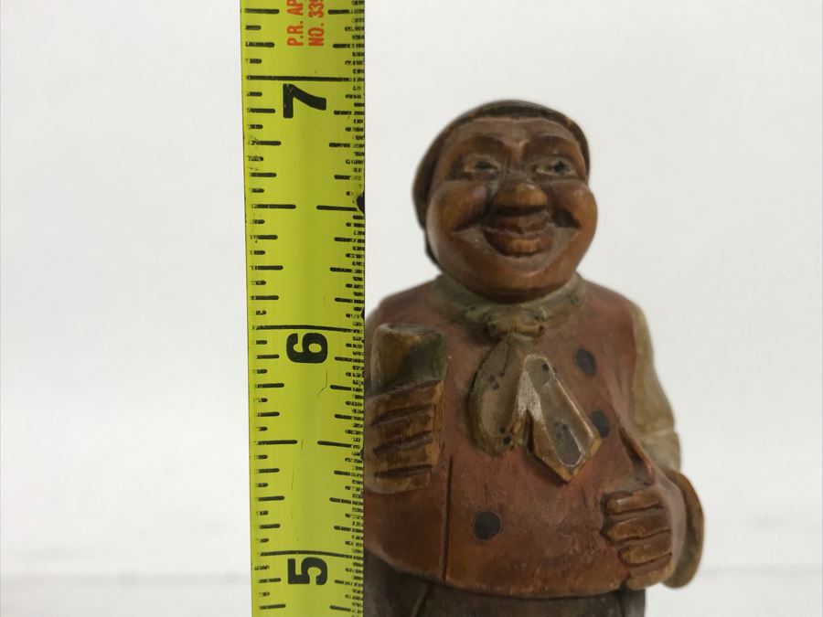Antique Carved Wooden Hand Painted Figure 7.5'H [Photo 9]