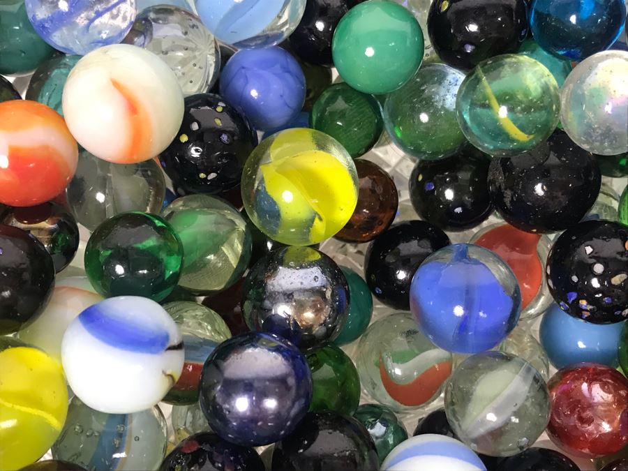 Cut Crystal Bowl Filled With Vintage Glass Marbles [Photo 11]