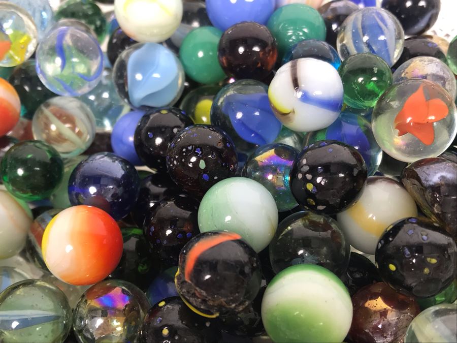 Cut Crystal Bowl Filled With Vintage Glass Marbles [Photo 9]