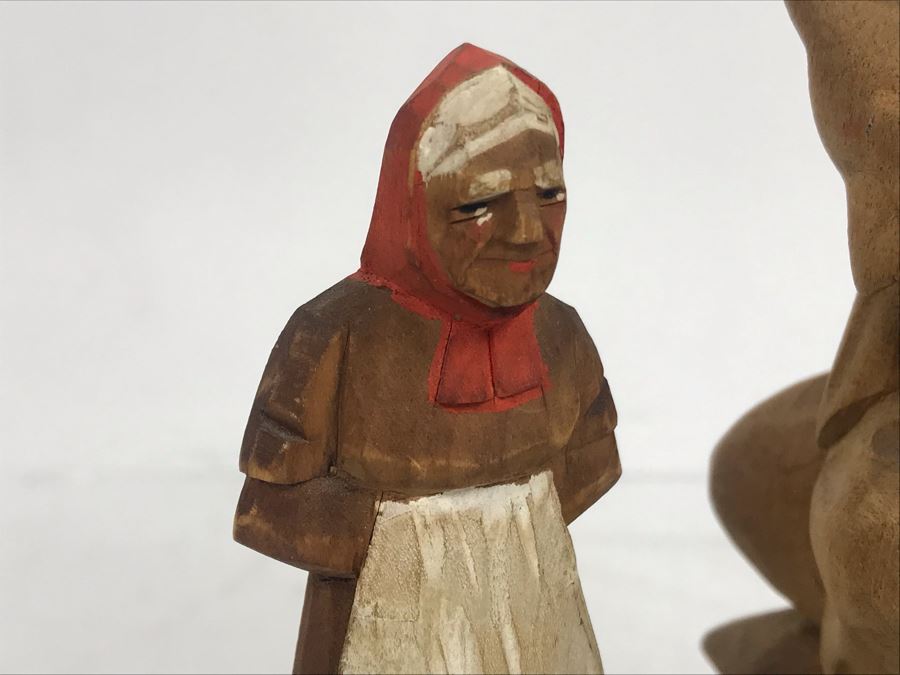 Set Of (3) Vintage Carved Wooden Figures - Middle Figure Is 7.5'H [Photo 4]