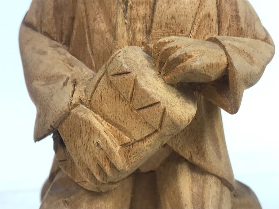 Set Of (3) Vintage Carved Wooden Figures - Middle Figure Is 7.5'H [Photo 7]