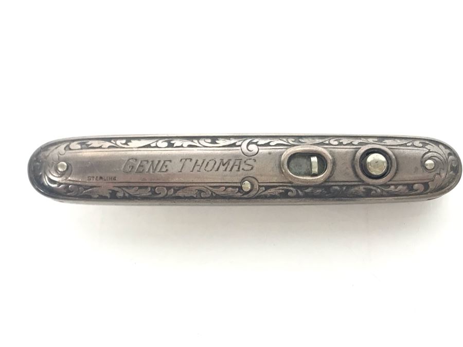 Sterling Silver Pocket Knife Of Gene Thomas Early Pioneer Orange County Rancher Who Led Parade To Open The Golden Gate Bridge In San Francisco 45.3g [Photo 3]