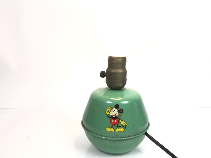 Vintage 1935 Soreng-Manegold Mickey Mouse Green Metal Table Lamp Without Shade [Photo 2]