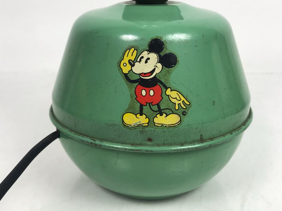 Vintage 1935 Soreng-Manegold Mickey Mouse Green Metal Table Lamp Without Shade [Photo 6]