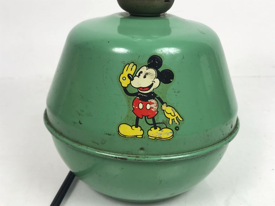 Vintage 1935 Soreng-Manegold Mickey Mouse Green Metal Table Lamp Without Shade [Photo 5]