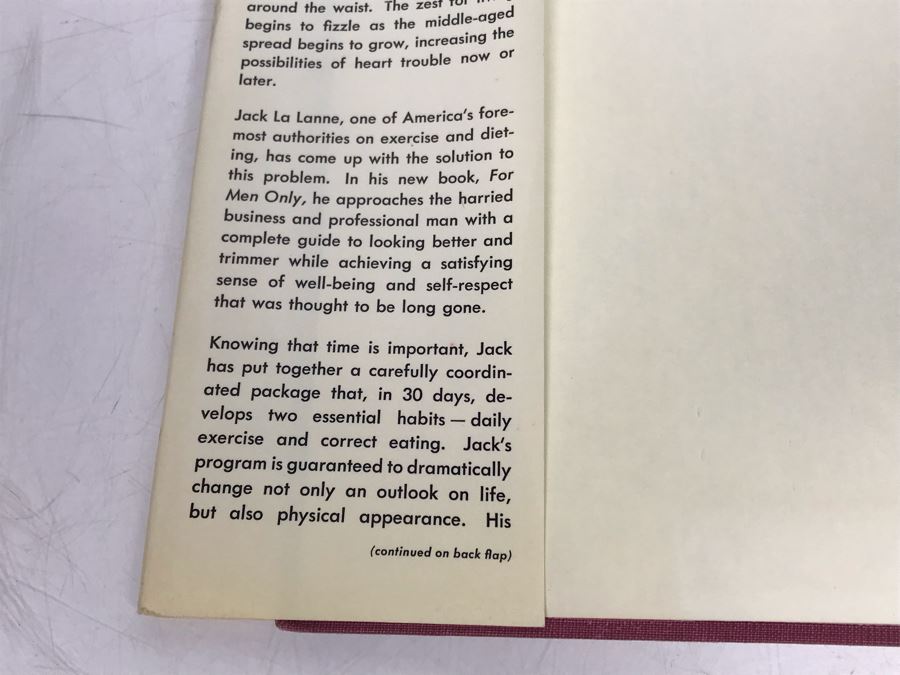 Signed 1973 Hardcover Book For Men Only By Jack La Lanne [Photo 4]