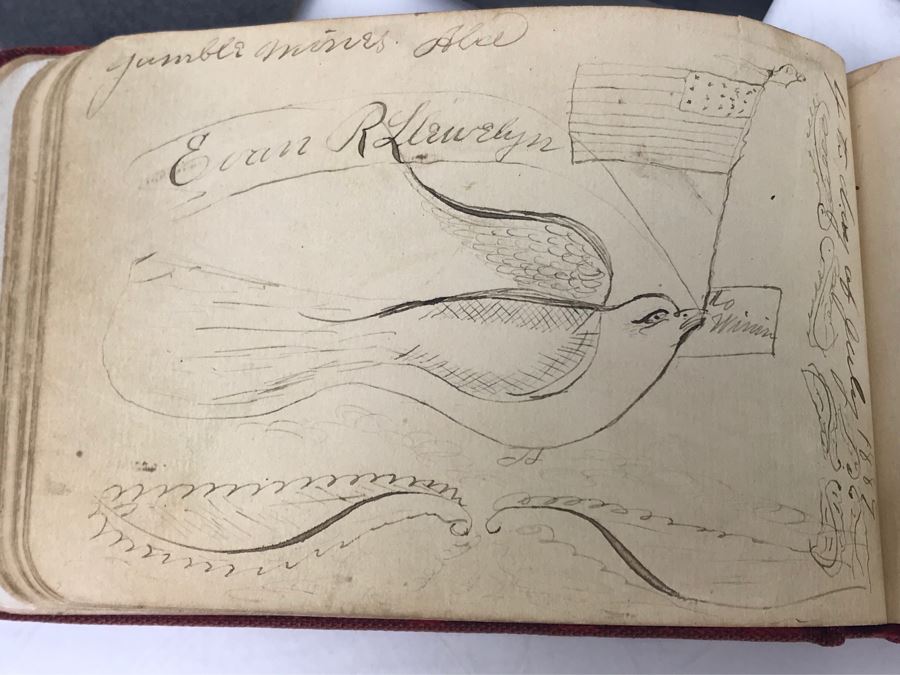 Antique 1800's Signature Album With Personalized Signatures Plus Antique Brooch Pin And Photographs Including Old Metal Photo [Photo 14]