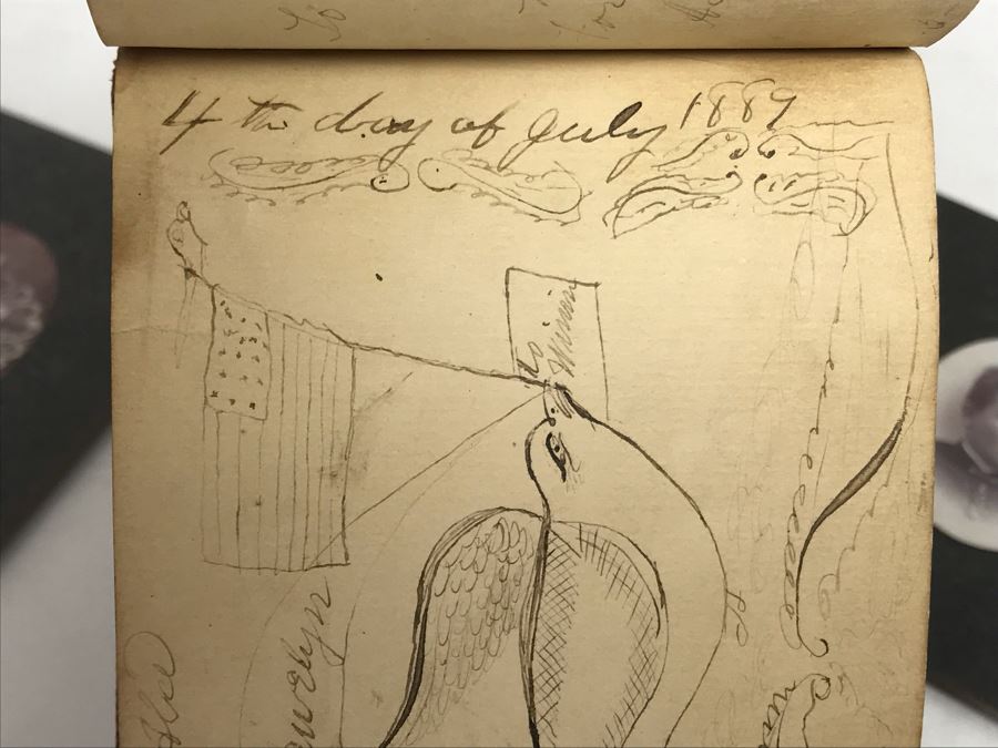 Antique 1800's Signature Album With Personalized Signatures Plus Antique Brooch Pin And Photographs Including Old Metal Photo [Photo 16]