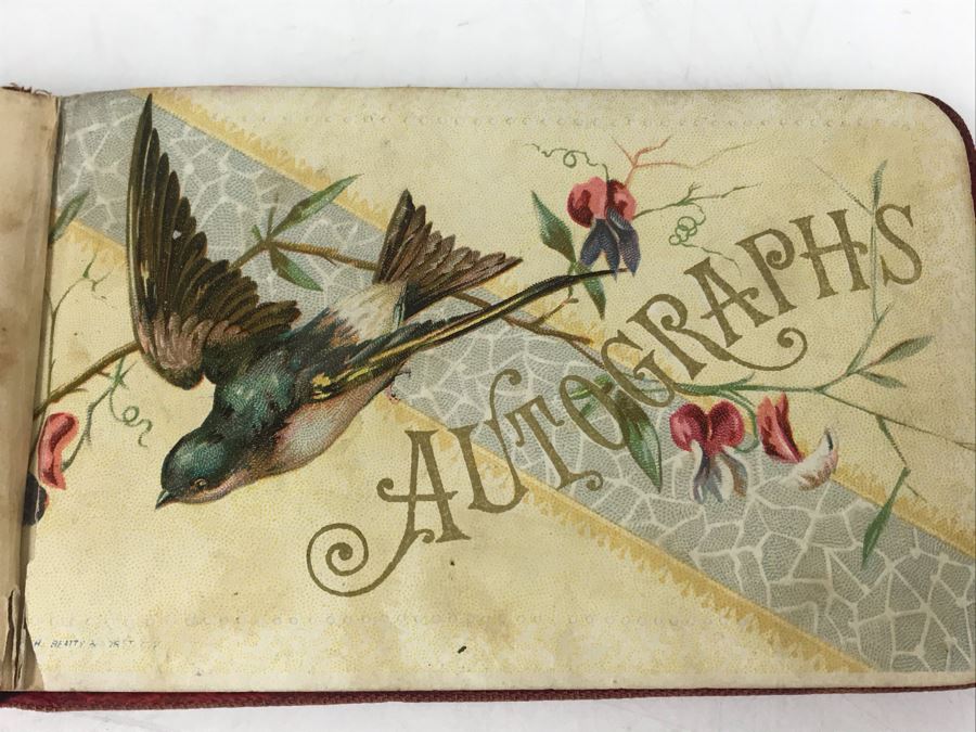 Antique 1800's Signature Album With Personalized Signatures Plus Antique Brooch Pin And Photographs Including Old Metal Photo [Photo 12]