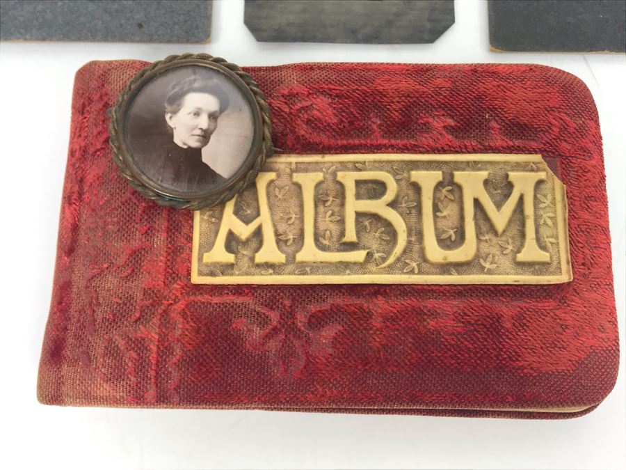Antique 1800's Signature Album With Personalized Signatures Plus Antique Brooch Pin And Photographs Including Old Metal Photo [Photo 3]