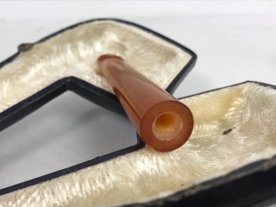 Pair Of Bernstein Meerschaum Smoking Pipes Accessories With Cases Including Carved Horse Head Pipe (Stem Is Loose In Pipe On Left) [Photo 13]