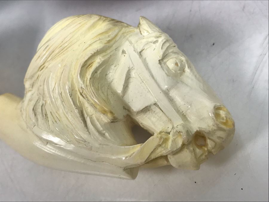 Pair Of Bernstein Meerschaum Smoking Pipes Accessories With Cases Including Carved Horse Head Pipe (Stem Is Loose In Pipe On Left) [Photo 6]