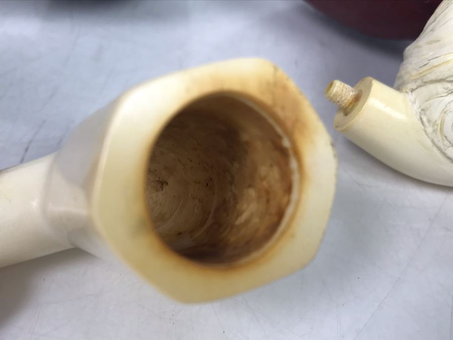 Pair Of Bernstein Meerschaum Smoking Pipes Accessories With Cases Including Carved Horse Head Pipe (Stem Is Loose In Pipe On Left) [Photo 11]