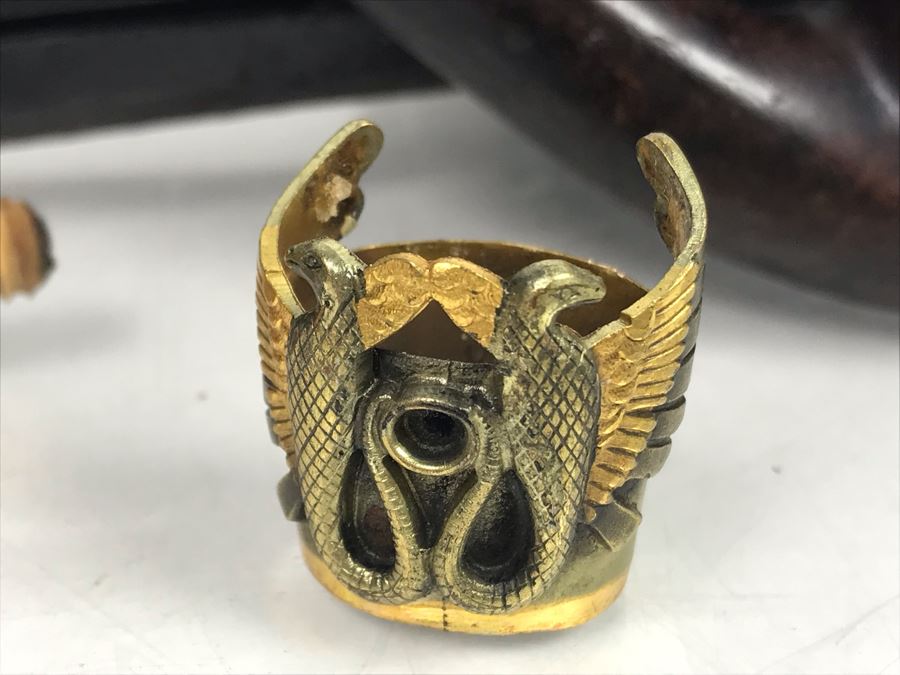 Real Briar Honey Cured Smoking Pipe And Pipe Parts Including 12K Gold Plate Piece With Pipe Case [Photo 2]