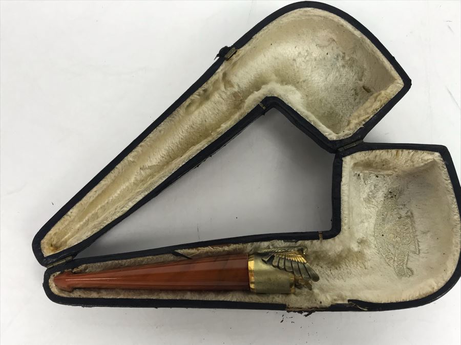 Real Briar Honey Cured Smoking Pipe And Pipe Parts Including 12K Gold Plate Piece With Pipe Case [Photo 14]