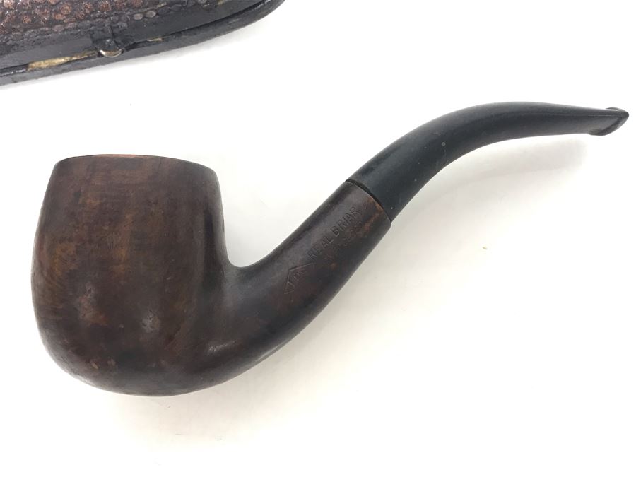 Real Briar Honey Cured Smoking Pipe And Pipe Parts Including 12K Gold Plate Piece With Pipe Case [Photo 9]