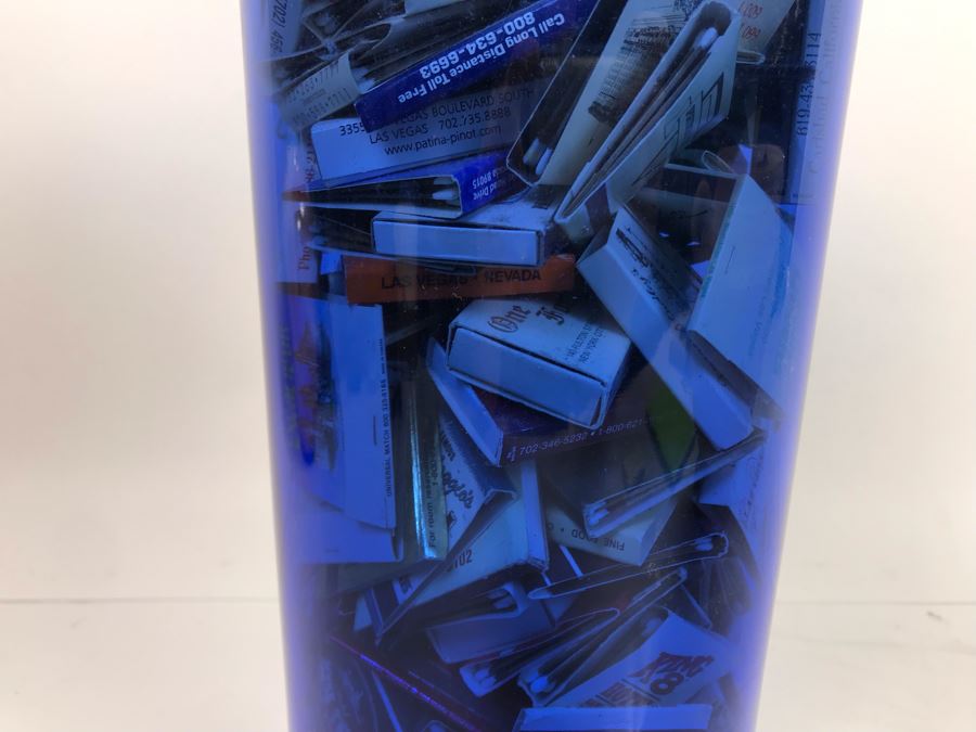 Scheurich West Germany Cermaic Pot And Blue Glass Vase Filled With Las Vegas Matches Vegas Matchbook Collection [Photo 13]