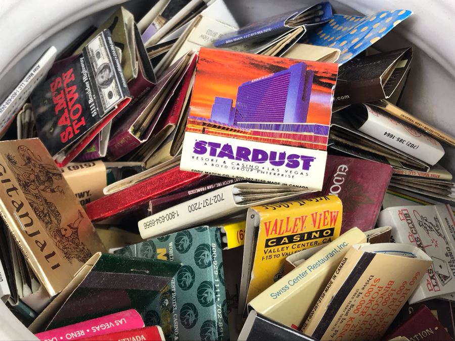 Scheurich West Germany Cermaic Pot And Blue Glass Vase Filled With Las Vegas Matches Vegas Matchbook Collection [Photo 10]