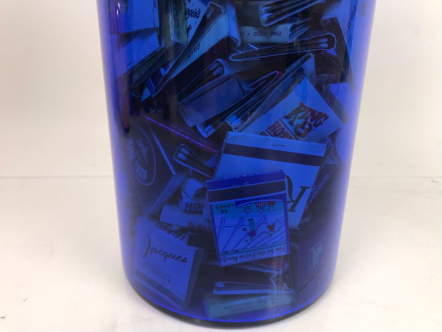 Scheurich West Germany Cermaic Pot And Blue Glass Vase Filled With Las Vegas Matches Vegas Matchbook Collection [Photo 14]